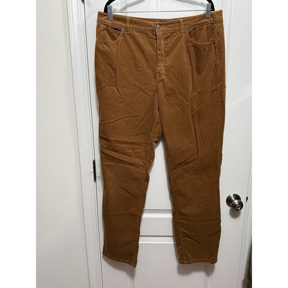 Talbots Corduroy Straight Leg Pants Women's 14 Camel Brown Classic Casual Preppy